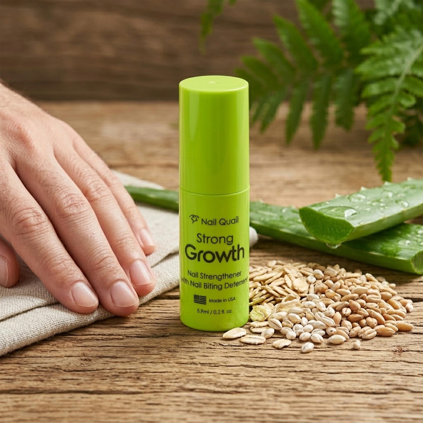 Strong Growth Nail Strengthener for Nail Biting, 5.9ml, Made in USA