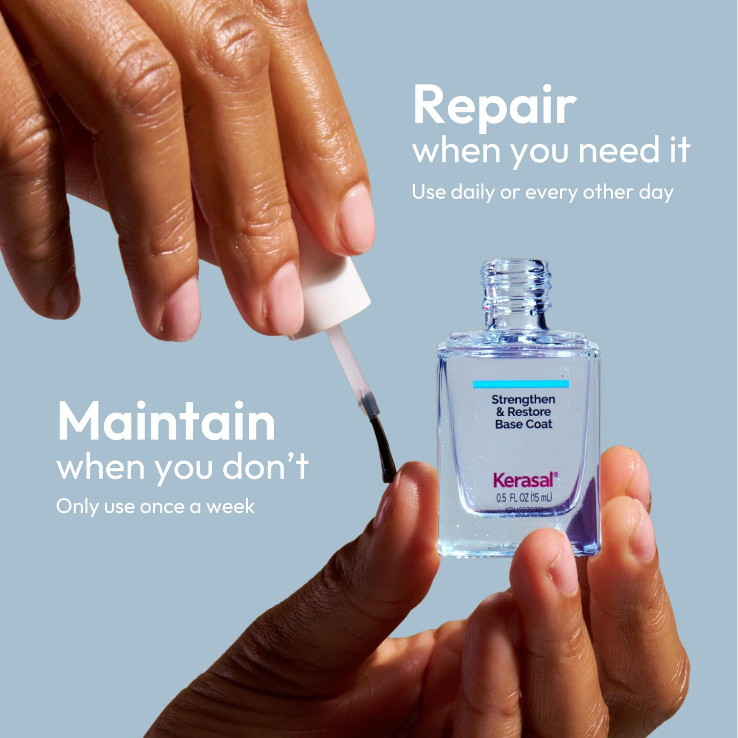 Kerasal Nail Strengthen & Restore Base Coat with Hydrolyzed Keratin and Hyaluronic Acid, .5 Oz