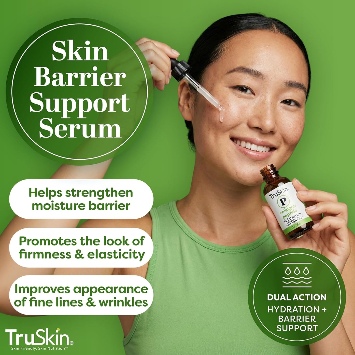 TruSkin Peptide Serum for Face with Tripeptide-29 & Ceramides, 1 fl oz | Multi-peptide formula with Ceramides helps support collagen, skin barrier & firmer-looking skin for smoother texture