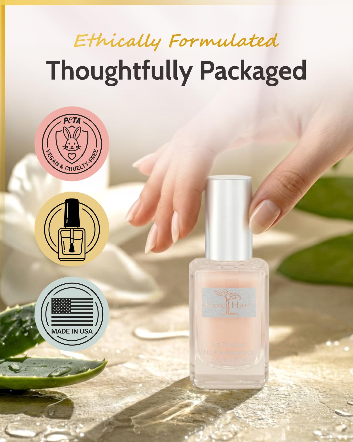 karma organic Deep Nutrition Nail Polish Strengthener - Nail Ridge Filler Base Coat Polish for Thin & Damaged Nails, Non-Toxic, Vegan & Cruelty Free, 0.47 fl oz