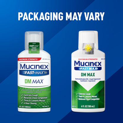 Mucinex DM Max Liquid Cough & Cold Medicine for Adults, Cold and Flu Medicine for Excess Mucus Relief, Guaifenesin, Dextromethorphan Expectorant & Decongestant for Adults, Dr Recommended, 6.0 Fl Oz