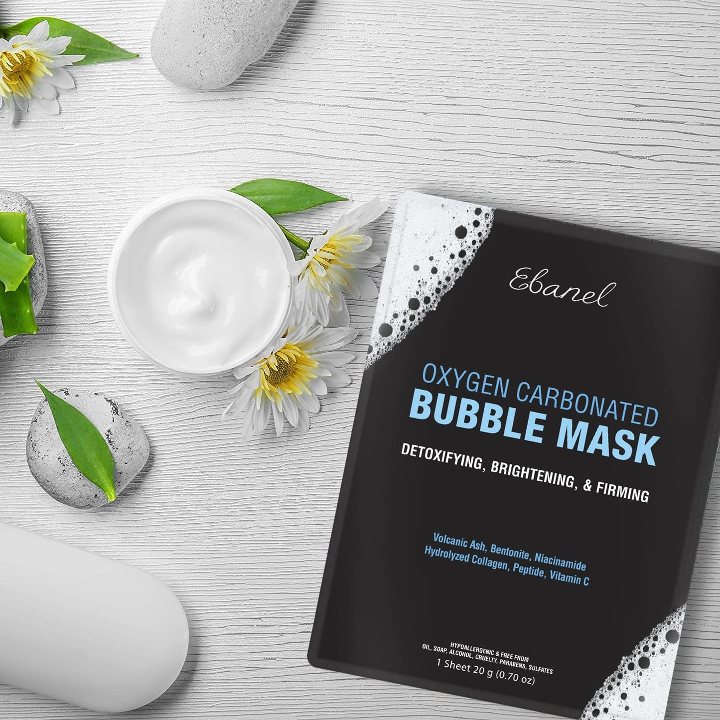 Ebanel Bundle of Charcoal Peel Off Face Mask, and 10-Pack Carbonated Bubble Clay Mask