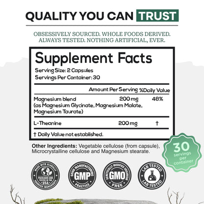 Wild Foods Magnesium Complex Supplement with 7X Forms, 90 Capsules | High Absorption, Full Spectrum, Easy Digestion | 500mg Glycinate, Bisglycinate, Malate, Orotate, Citrate, Taurate