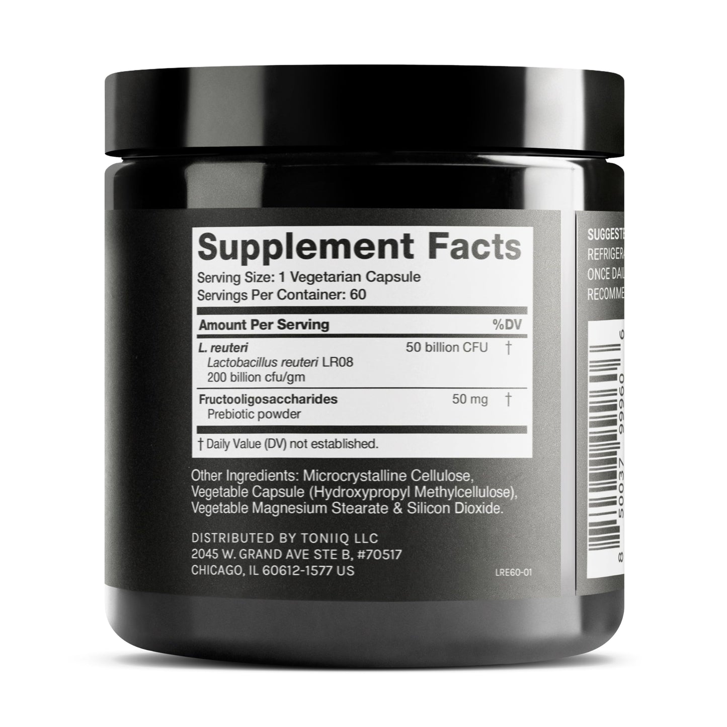 Toniiq 50 Billion CFU Lactobacillus Reuteri Probiotic 50mg per Serving - L Reuteri Probiotics - Highest CFU Count Lactobacillus Reuteri Probiotic - 60 Vegetarian Capsules - 60 Servings