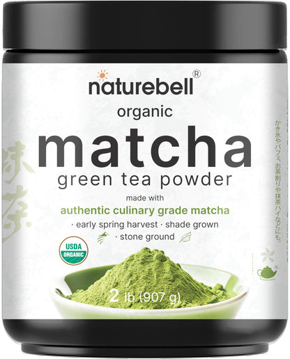 Organic Matcha Green Tea Powder, 1 Pound | Unsweetened with Zero Sugar, Culinary Grade, Potent Early Spring Leaf Harvest, Fine Stone Ground – Vegan, All Purpose, Great for Matcha Latte