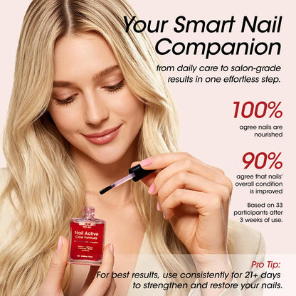 Gellen Active Glow Nail Polish One Step Ridge Filler Nail Strengthener with Hexanal & Pro-VE B5, Pomegranate Seed Oil for Healthier Glossier Nails