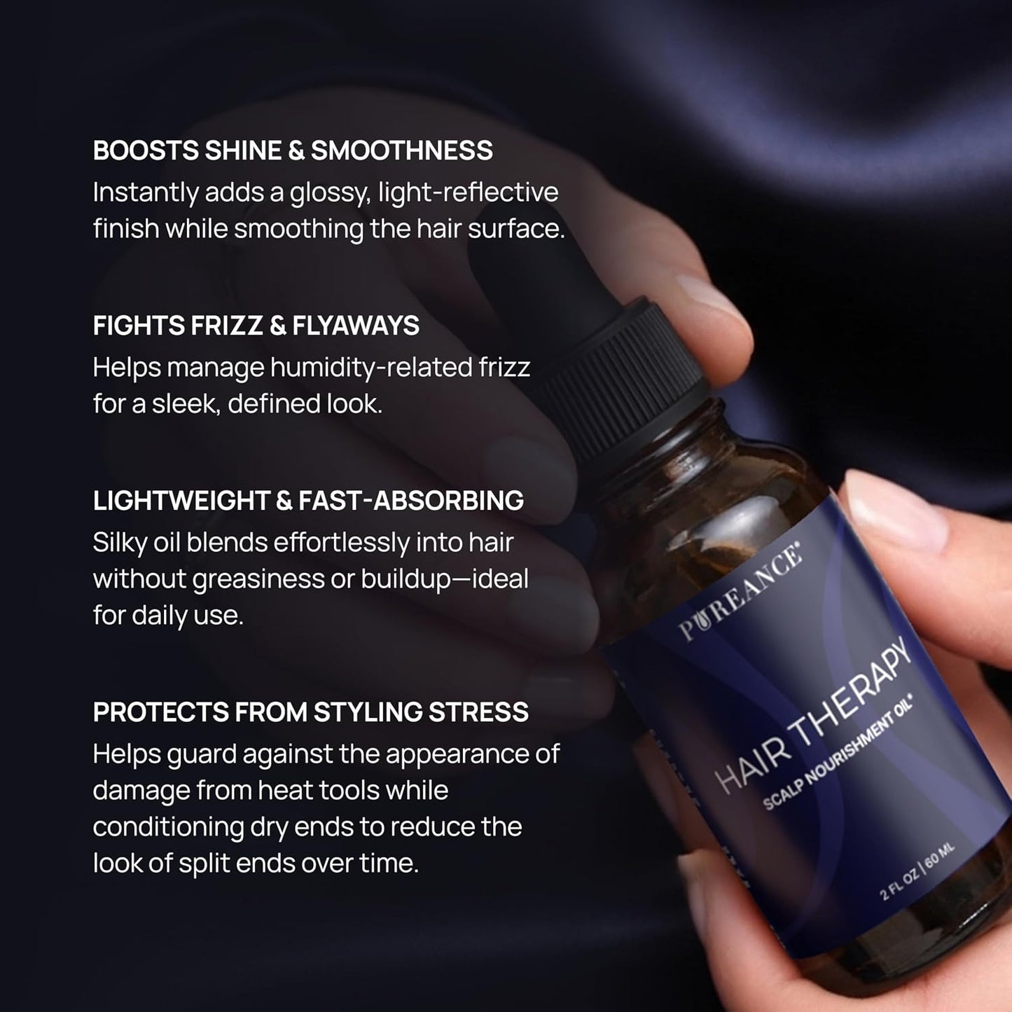 PUREANCE Hair Therapy - Hair Growth Oil for Dry & Frizzy Hair | Scalp Serum for Women & Men - Aloe Vera Gel, Castor, Argan, Black Seed, Rosemary & Peppermint Essential Oils & More - 2 Fl OZ