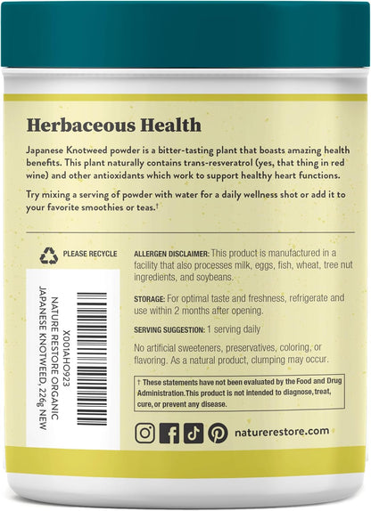 Nature Restore Japanese Knotweed Extract Powder (8 oz). Natural Trans-Resveratrol for Longevity, Sirtuin Activation & Cellular Aging. Also Known as Polygonum Cuspidatum