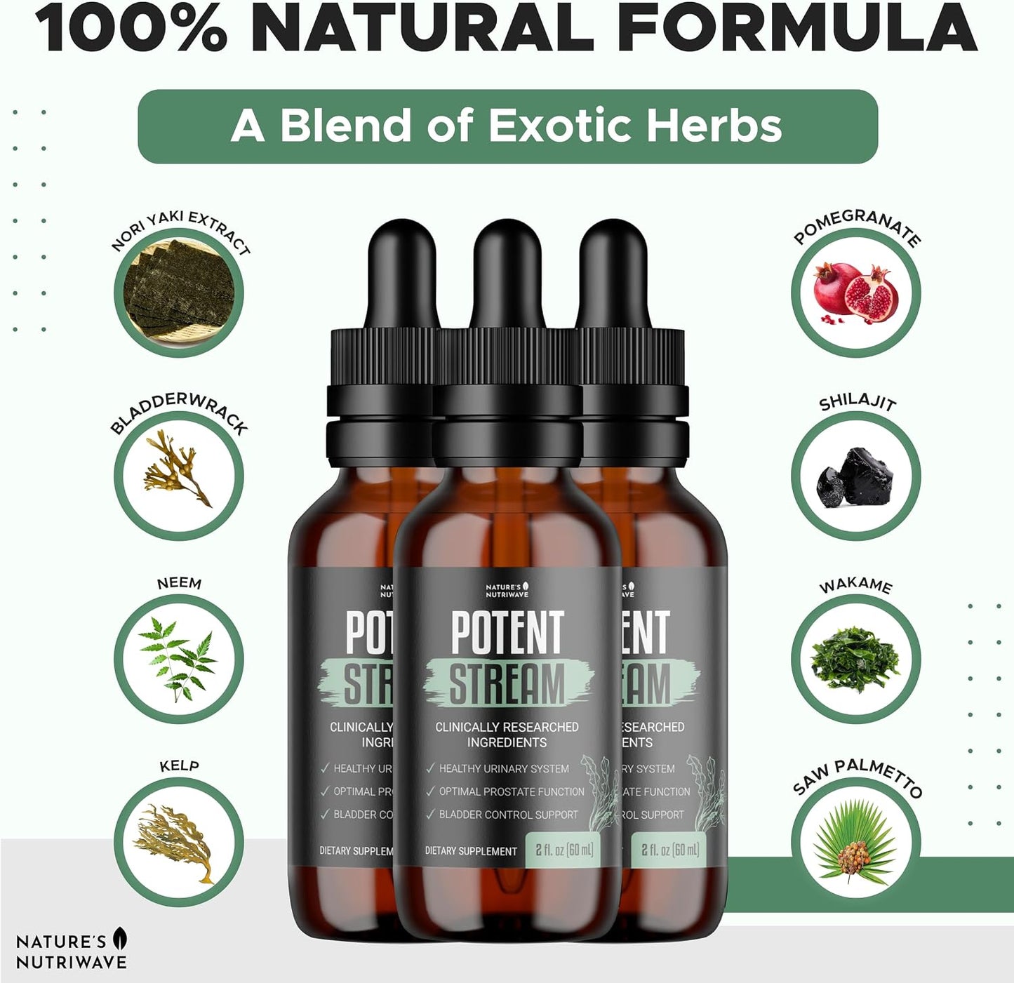 PotentStream Drops – Plant Extract Liquid – 1 Month Supply | Liquid drops with plant extracts, original formula | Made in USA | Take by dropper, mixes into water