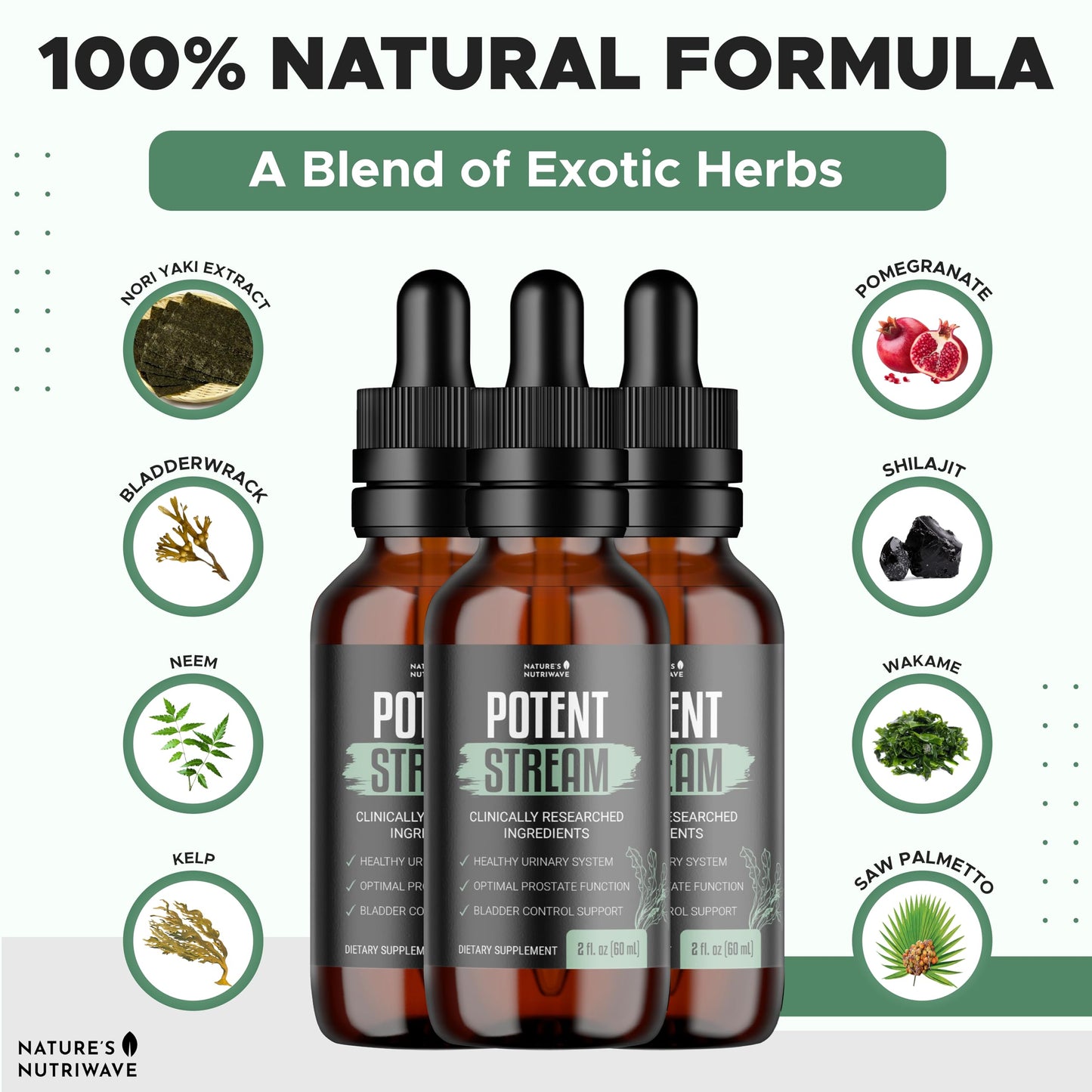 PotentStream Drops – Plant Extract Liquid – 1 Month Supply | Liquid drops with plant extracts, original formula | Made in USA | Take by dropper, mixes into water