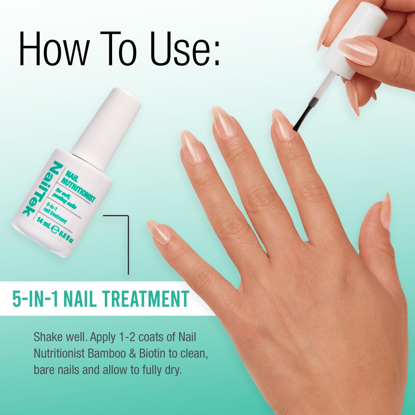 Nail Tek Nutritionist – Nail Strengthener and Repair for Damaged & Peeling Nails, 5-in-1 Moisturizing Care, 0.5 fl oz