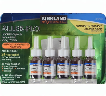 Kirkland Signature Aller-Flo Fluticasone Propionate (Glucorticoid) 5 Bottles x 120 Metered Sprays 0.54 Fl OZ per Bottle (15.8 mL x 5) 2.70 OZ Total (79 mL Total) 600 Total Sprays Total, 1-Pack KIRKLAND buy supplements Au