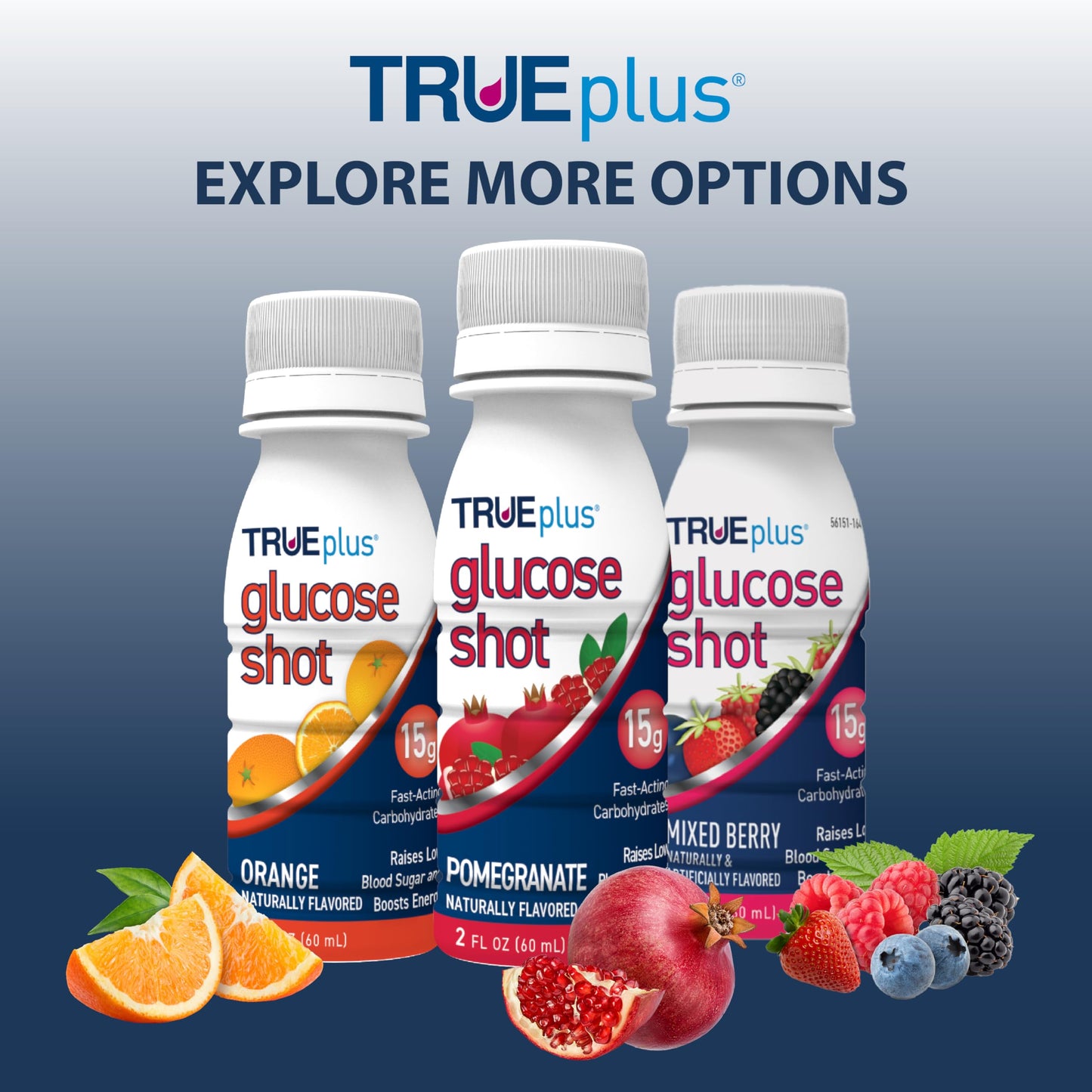TRUEplus Glucose Shot, 15g Carbohydrates, Mixed Berry Flavor, 6 Pack | 15g Fast-Acting Carbohydrates, Fat Free, Gluten Free, Boosts Energy, Great Tasting and Easy to Use
