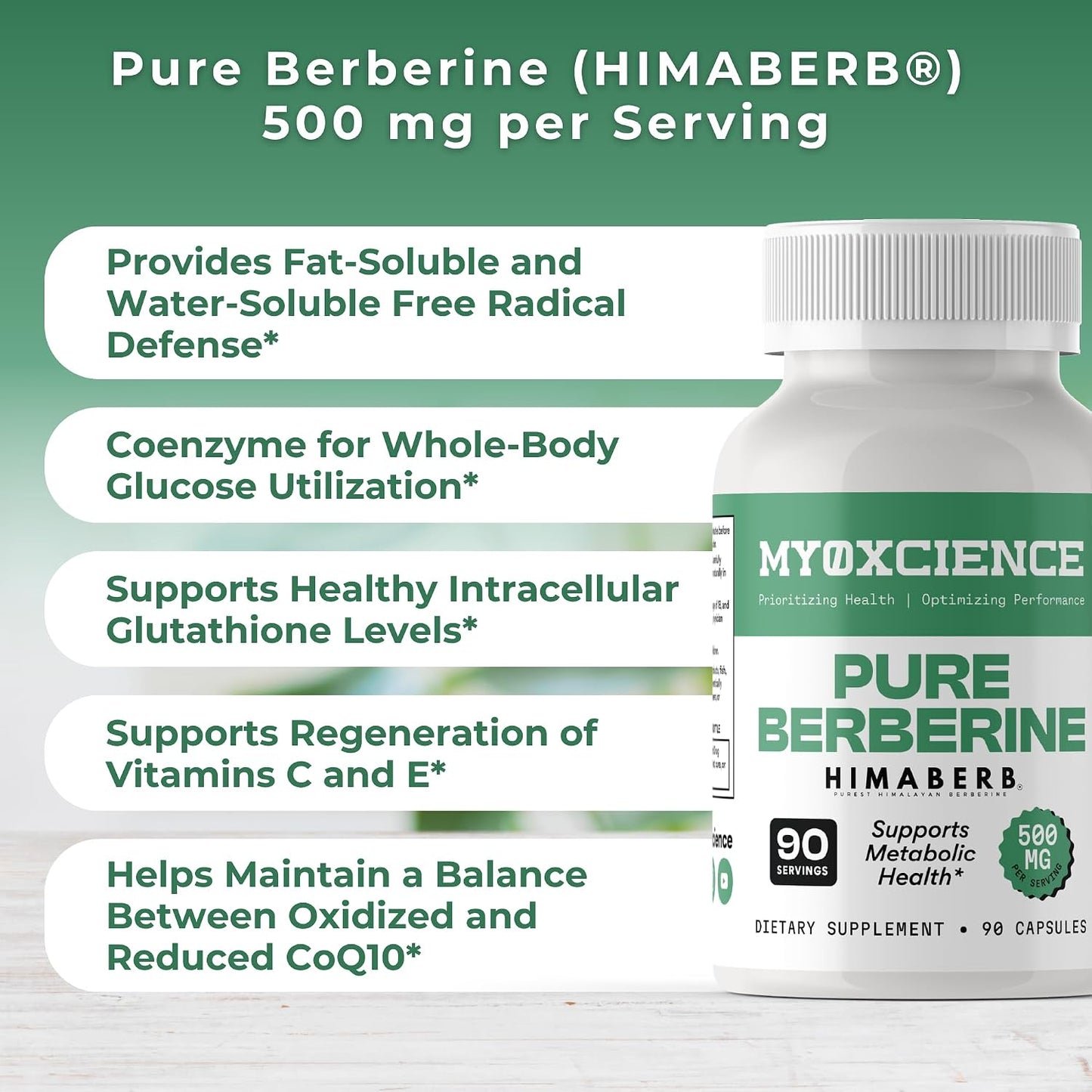 MYOXCIENCE Pure Berberine Himaberb | 500 mg of Berberine HCl per Serving | 90 Servings