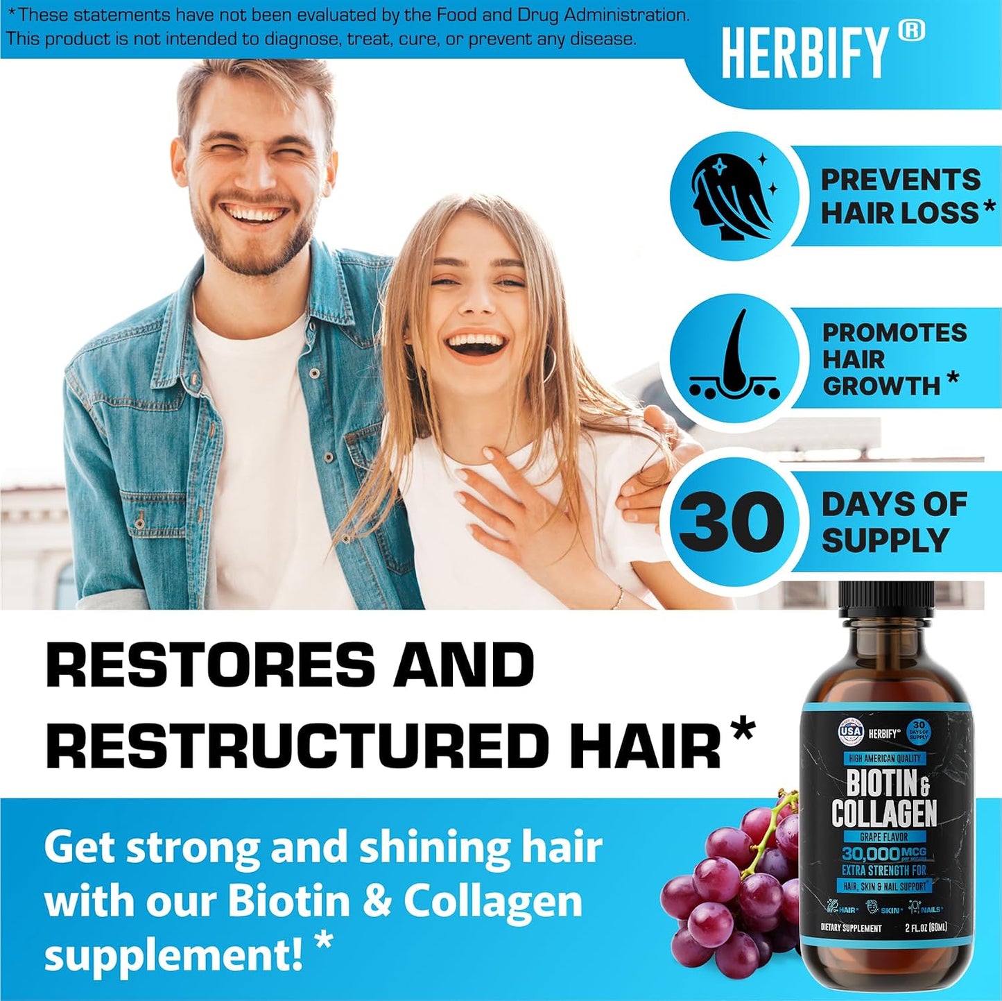 HERBIFY Bundle - Mullein Leaf Extract & Biotin and Collagen - Respiratory Support & Hair Skin and Nails Vitamins Support