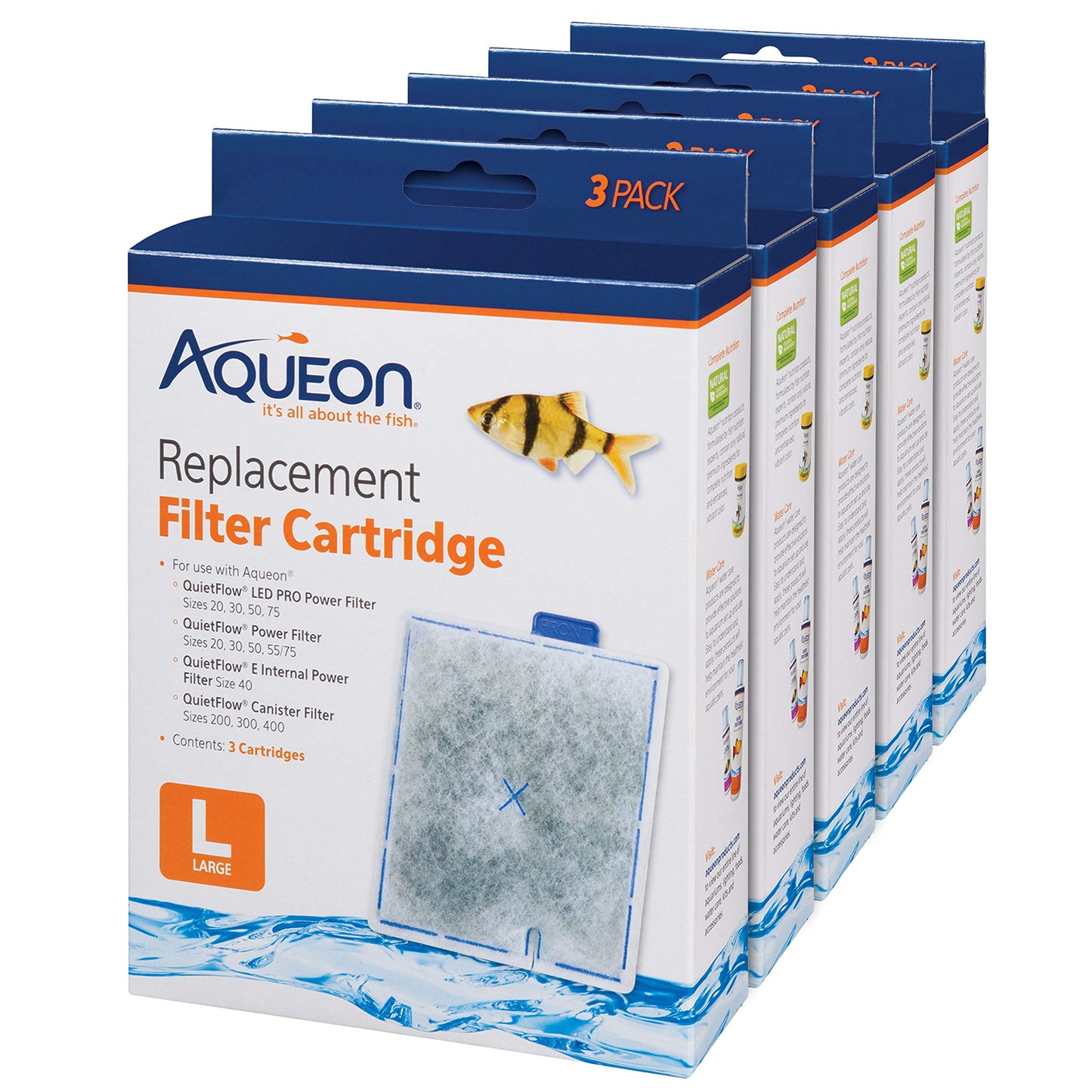 Aqueon Aquarium Fish Tank Replacement Filter Cartridges Large - 3 Pack