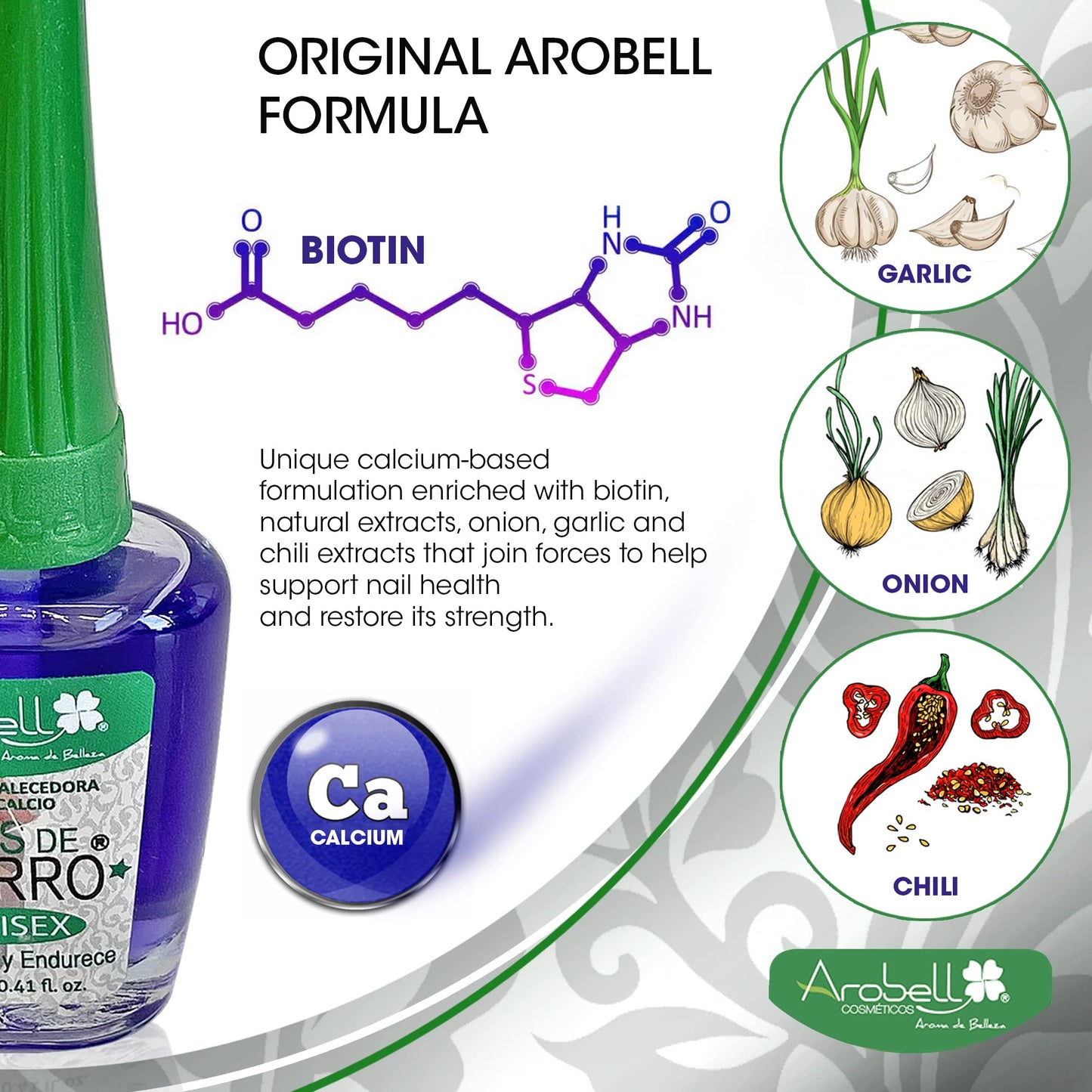Arobell Nail Strengthener Iron Nails Nail Hardener for Damaged & Brittle Nails Clear Nail Polish for Growth & Protection