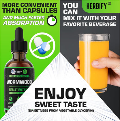 Wormwood Extract for Digestive Health & Liver Detox - Natural Intestinal Cleanse Wormwood Herb Supplement, Supports Gut Health for Women and Men & Life Balance - Made in USA 2 FL Oz