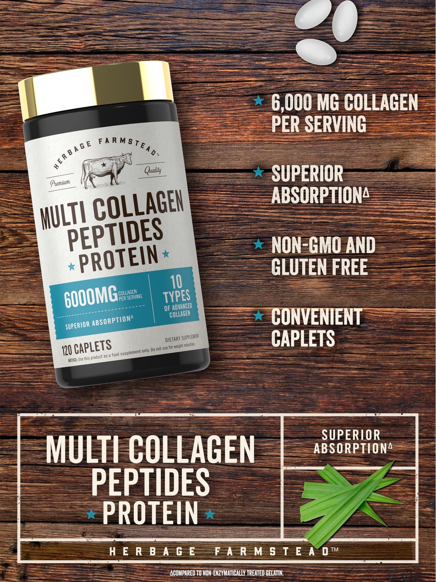 Carlyle Multi Collagen Peptides 6000mg | 120 Caplets | 10 Types of Advanced Collagen with Protein | Non-GMO, Gluten Free Supplement | by Herbage Farmstead Carlyle buy supplements Au