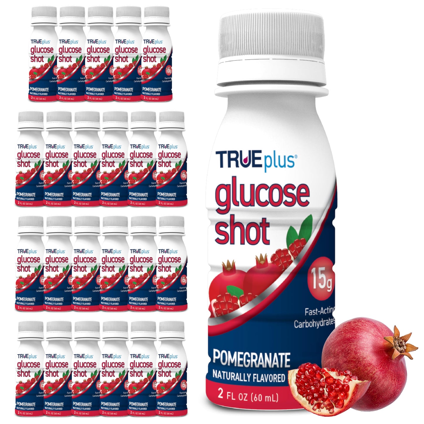 TRUEplus Glucose Shot, 15g Carbohydrates, Mixed Berry Flavor, 6 Pack | 15g Fast-Acting Carbohydrates, Fat Free, Gluten Free, Boosts Energy, Great Tasting and Easy to Use