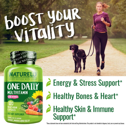 NATURELO One Daily Multivitamin for Men, 120 Vegetarian Capsules One Daily Multivitamin for Women NATURELO